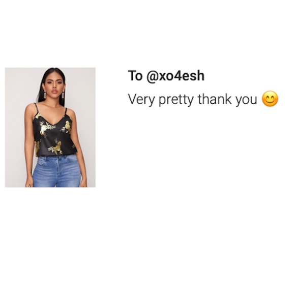 Gold on Black Floral Print Cami Top - Picture 6 of 8